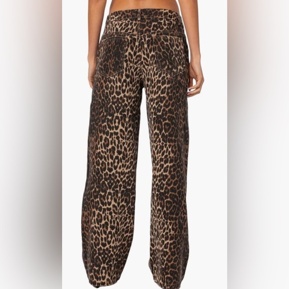 Edikted Leopard Print Straight Leg Jean Size Small NWT - Picture 2 of 6